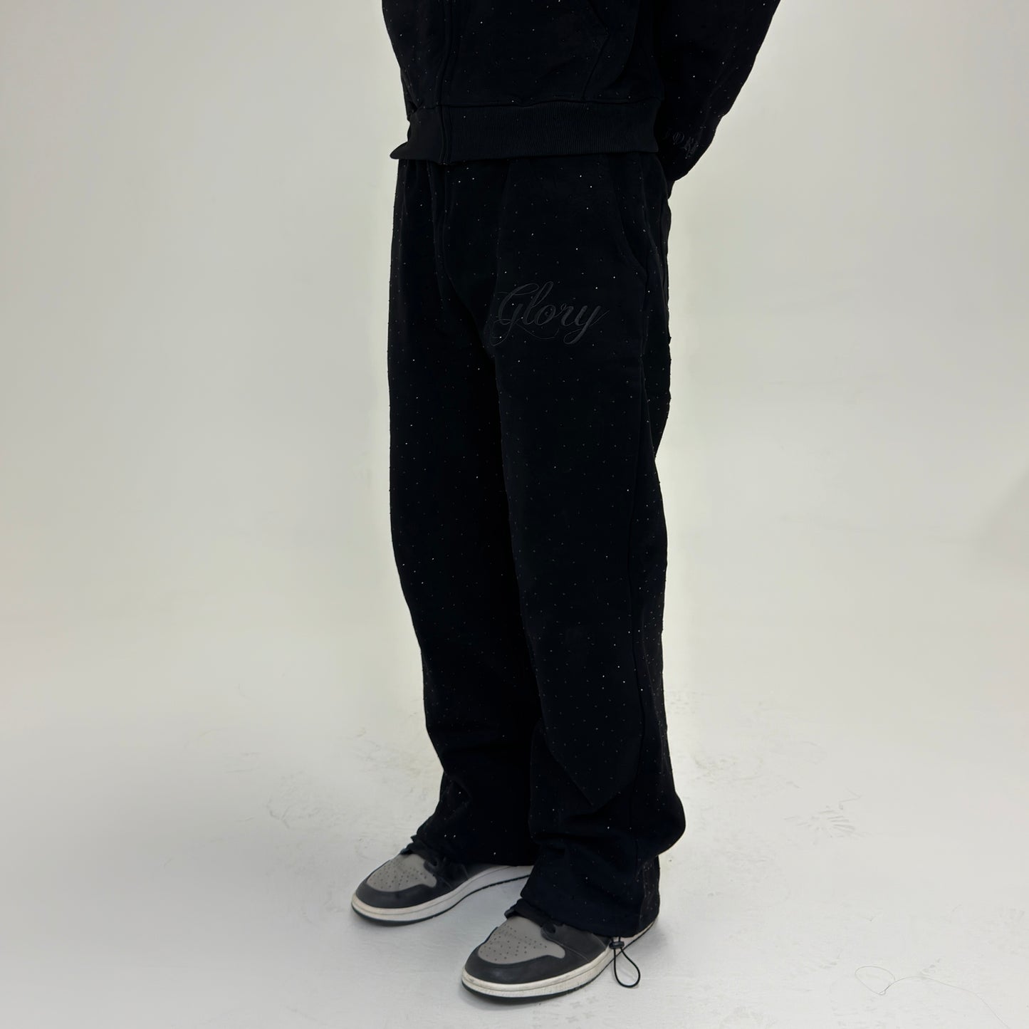 All over Rhinestone Sweats - Black