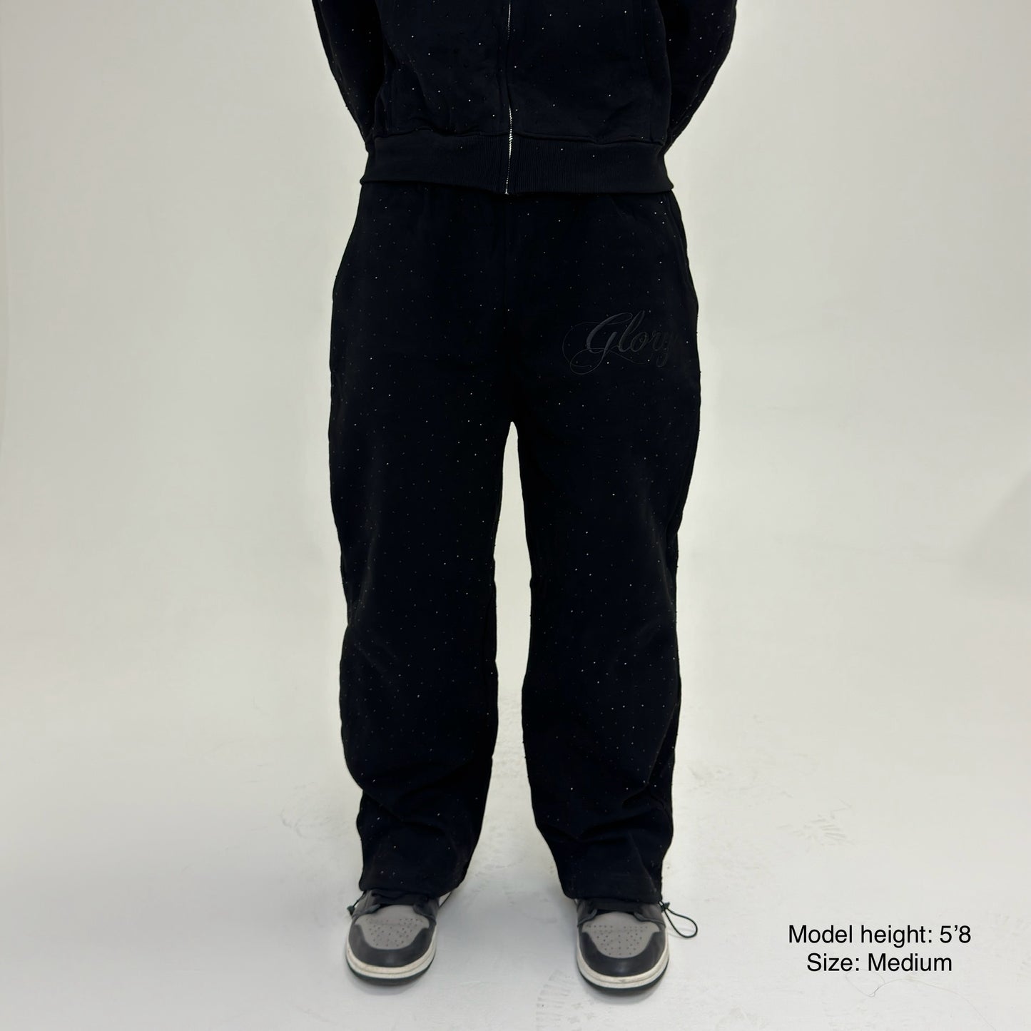 All over Rhinestone Sweats - Black
