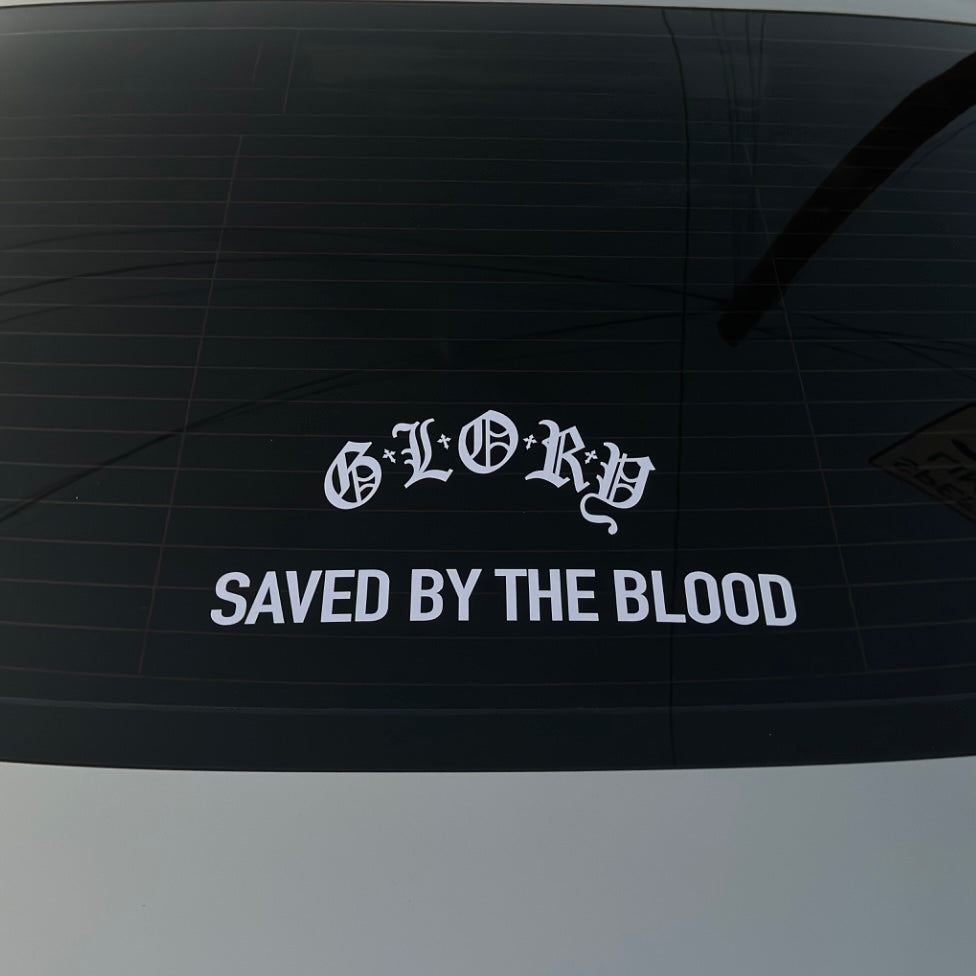 Saved By The Blood Car Decal Sticker - White