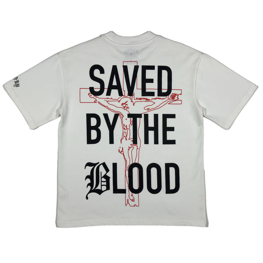 Saved By The Blood Tee - White / Red