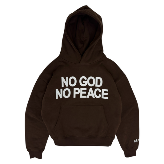 No God No Peace Hoodie - Brown